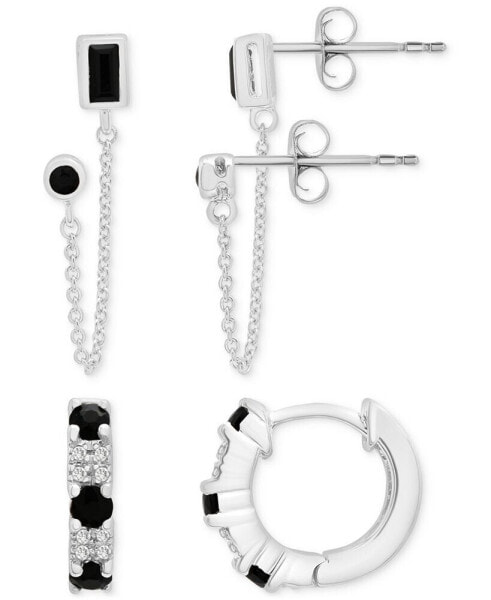 Серьги Macy's Onyx & White Topaz Double Pierced Chain