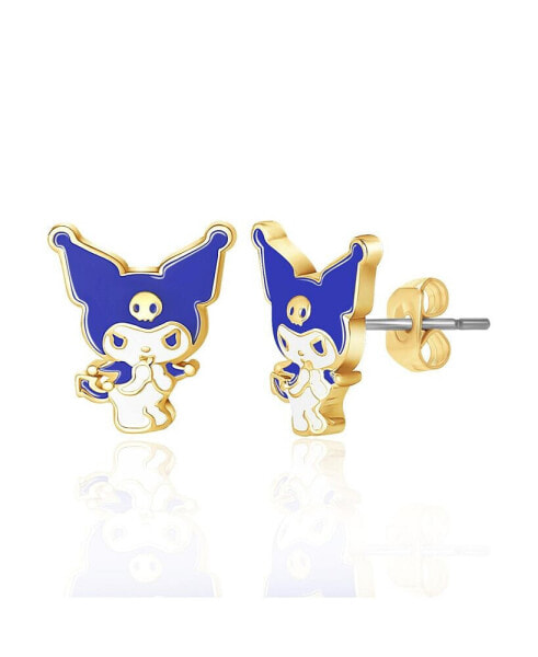 Sanrio Kuromi Brass Flash Plated Enamel Stud Earrings