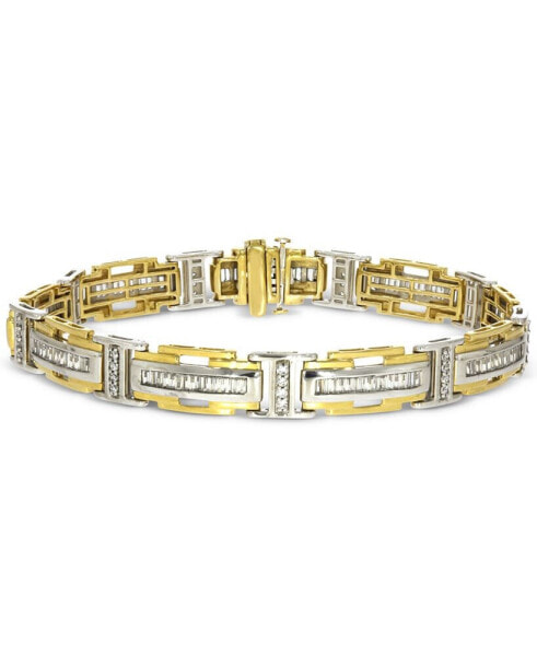 Men's Diamond Baguette & Round Link Bracelet (2-1/2 ct. t.w.) in 10k Two-Tone Gold