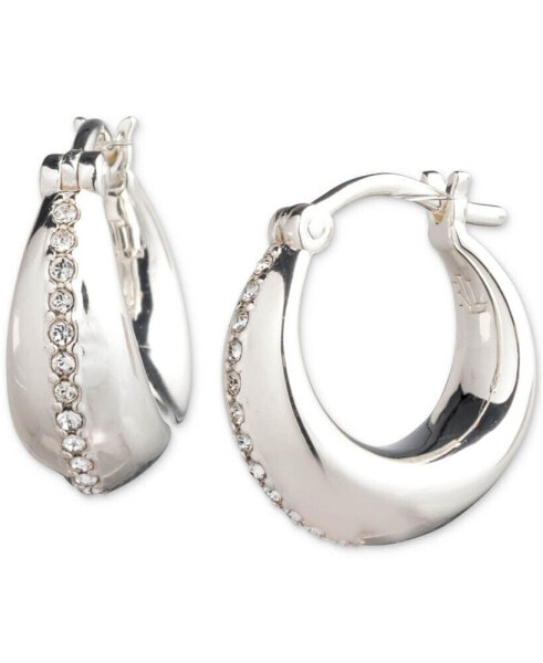 Sterling Silver Extra-Small Pavé Sculpted Hoop Earrings, 0.37"