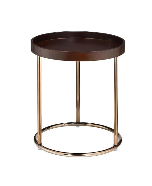 Round Tray Table with Metal Frame, Espresso