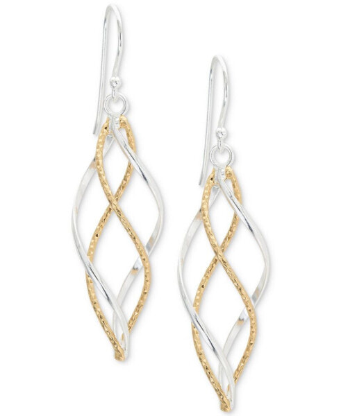 Twist Dangle Drop Earrings in Sterling Silver and 18k Gold-Plate, Created for Macy's