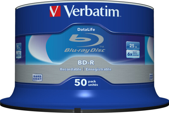 Диск Blu-ray Verbatim Datalife 6x 25 GB, 50 шт. в упаковке