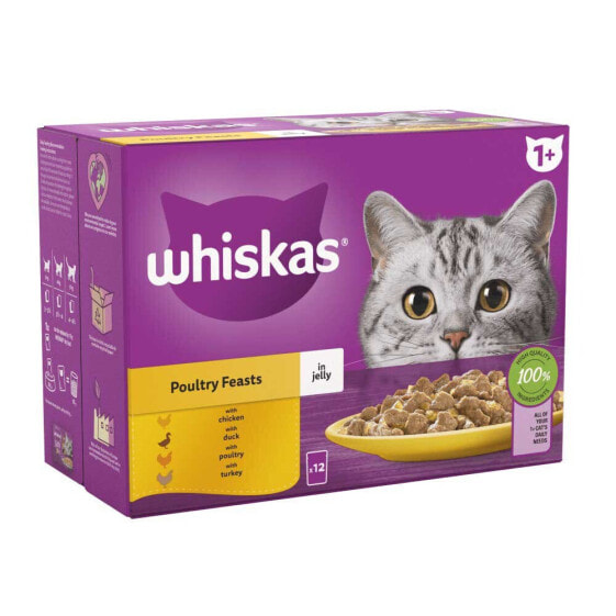 WHISKAS Sachet Jelly Poultry Duck Turkey Chicken 12x85g Wet Cat Food