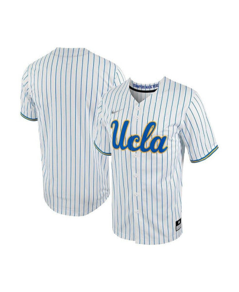 Men's White, Blue UCLA Bruins Pinstripe Replica Full-Button Baseball Jersey