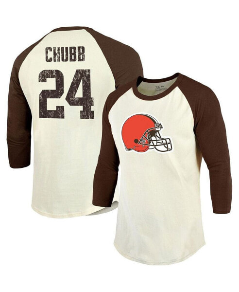 Футболка с 3/4 рукавом Majestic для мужчин Nick Chubb "Cleveland Browns" - кремовая, коричневая.