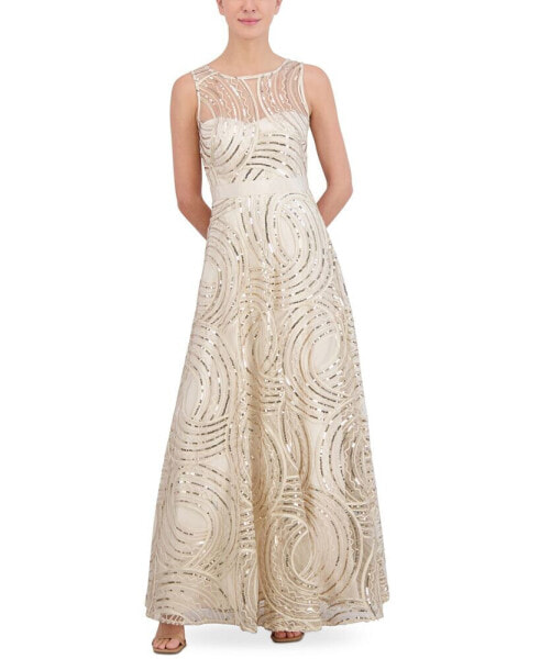 Women's Sequined Illusion Gown