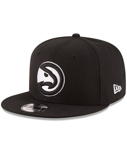 Men's Black Atlanta Hawks Black and White Logo 9FIFTY Adjustable Snapback Hat