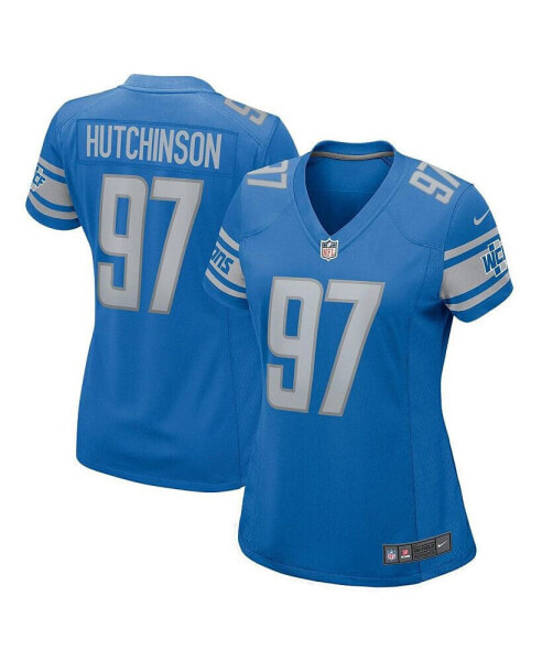 Футболка Nike женская Aidan Hutchinson синего цвета Detroit Lions.
