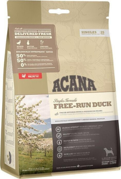 Сухой корм для собак Acana Singles Free-Run Duck, с чувствительной пищеварительной системой, с уткой 340 г