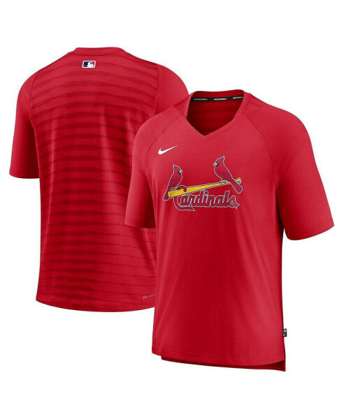 Men's Red St. Louis Cardinals Authentic Collection Pregame Raglan Performance V-Neck T-shirt