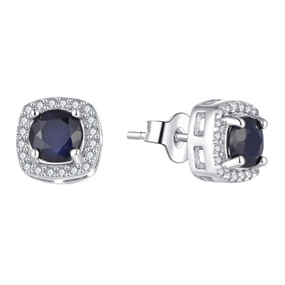 Dazzling silver earrings with sapphire E-FS-5658S