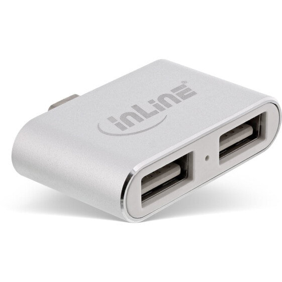 InLine Mini USB 2.0 Hub - USB CM to 2x USB AF - silver