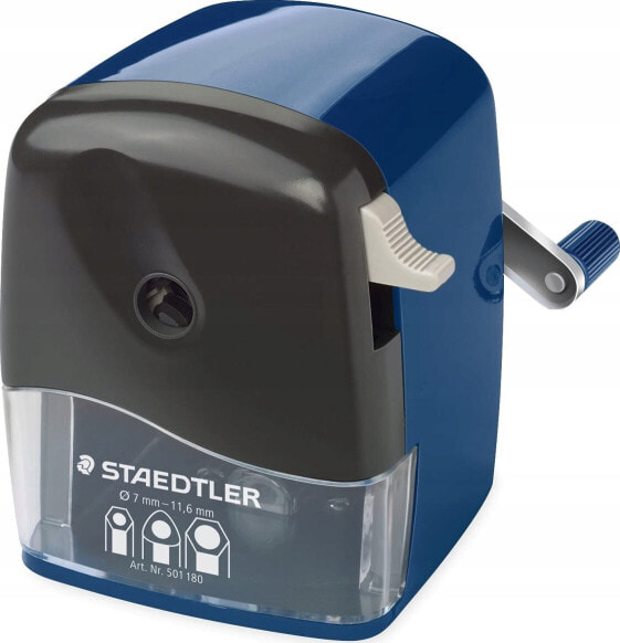 Staedtler Staedtler 501 180, Manual pencil sharpener, Blue, Plastic, Steel, 1.2 cm, Ambidextrous