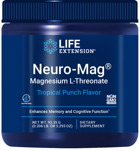 Life Extension Neuro-Mag Magnesium L-Threonate Tropical Punch Добавка с L-резонатом магния для  улучшения когнитивных функций и памяти 30 порций