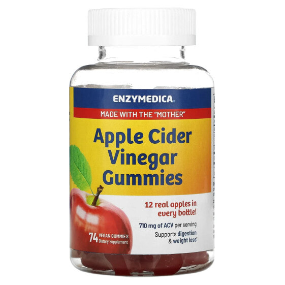 Витамины для похудения Enzymedica Apple Cider Vinegar Gummies with the Mother, 74 жевательных конфеты