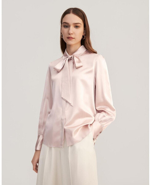 Блузка шелковая с бантом LilySilk vintage для женщин