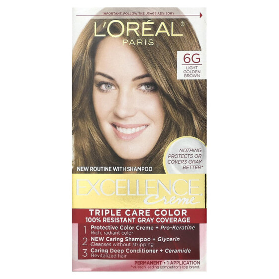 Excellence Creme, Triple Care Color, 6G Light Golden Brown, 1 Application