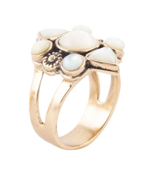 Maldives Bronze and Genuine Mother-of-Pearl Ring