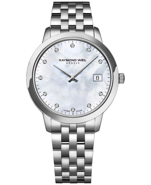 Women's Swiss Toccata Diamond Accent Stainless Steel Bracelet Watch 34mm