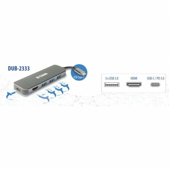 USB-разветвитель D-Link HDMI USB-C