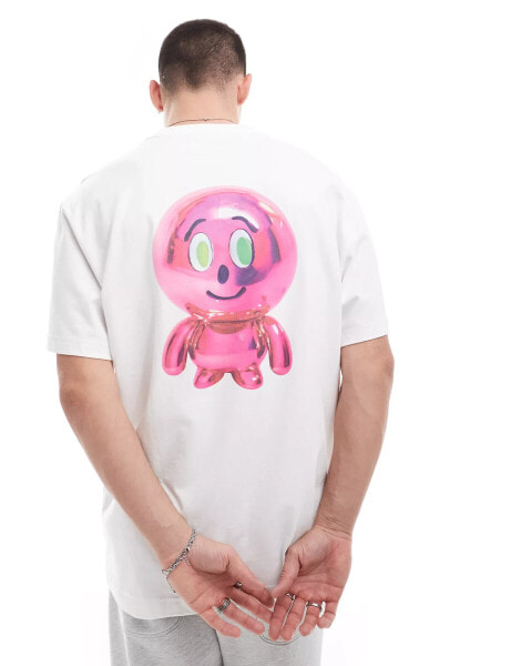 Weekday oversized t-shirt with balloon character graphic print in white