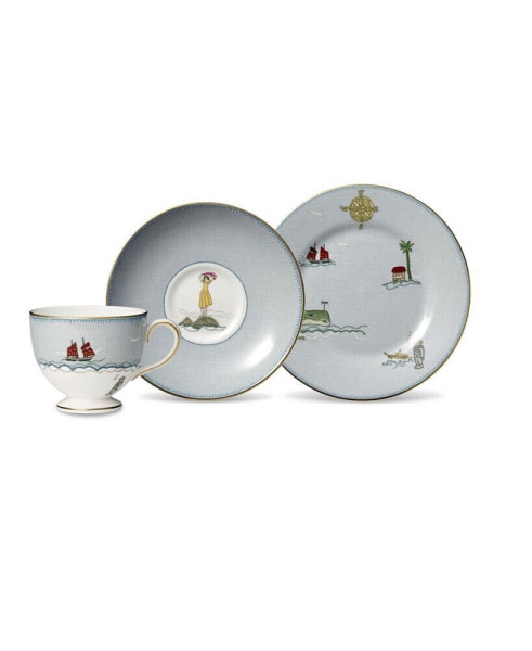 Sailors Farewell 3-Piece Tea Set (Teacup, Saucer & Salad Plate 8")