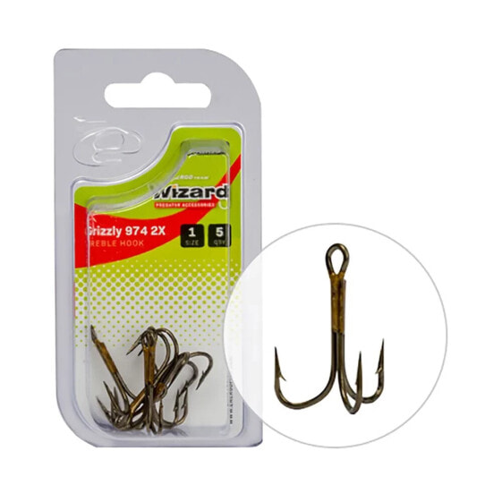 Крючок рыболовный Wizard Grizzly 974M 2X Treble Hook