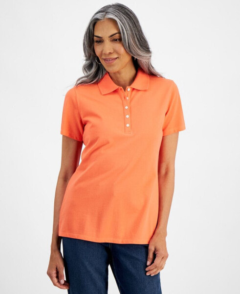 Women's Short-Sleeve Cotton Polo Shirt, Created for Macy's