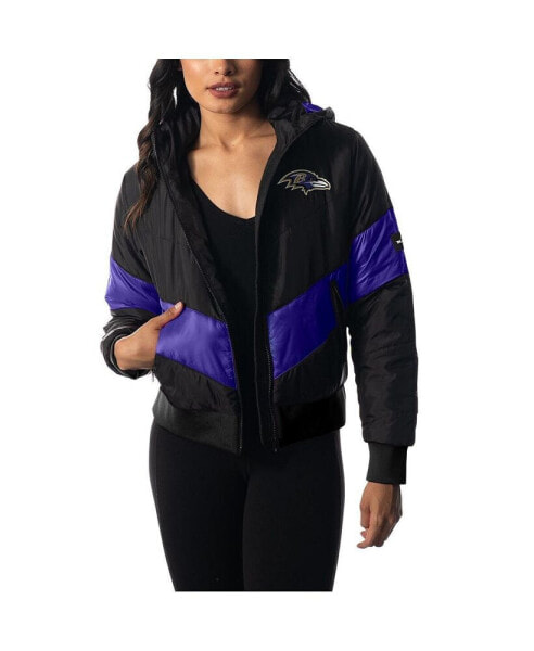 Толстовка The Wild Collective Черная женская Baltimore Ravens Puffer Full-Zip