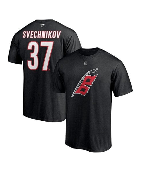 Men's Andrei Svechnikov Black Carolina Hurricanes Alternate Authentic Stack Name and Number T-shirt