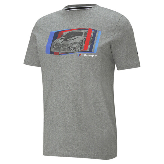 Puma Bmw Mms Car Graphic Crew Neck Short Sleeve T-Shirt Mens Grey Casual Tops 59