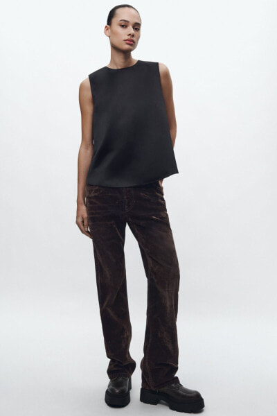 Zw collection relaxed velvet mid-rise jeans