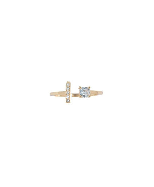 Crystal Initial Adjustable Gold-Tone Ring