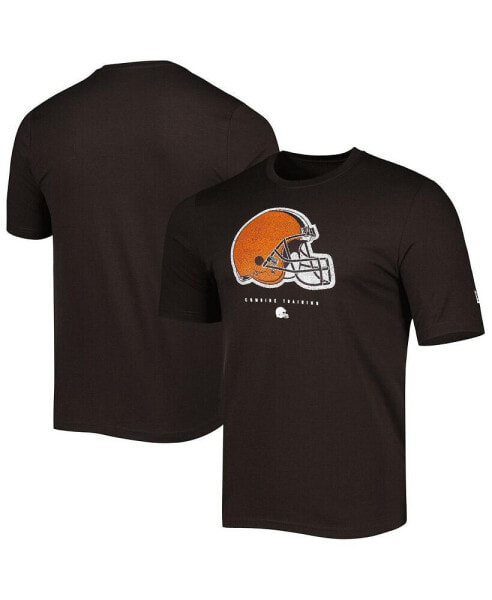 Men's Brown Cleveland Browns Combine Authentic Ball Logo T-shirt