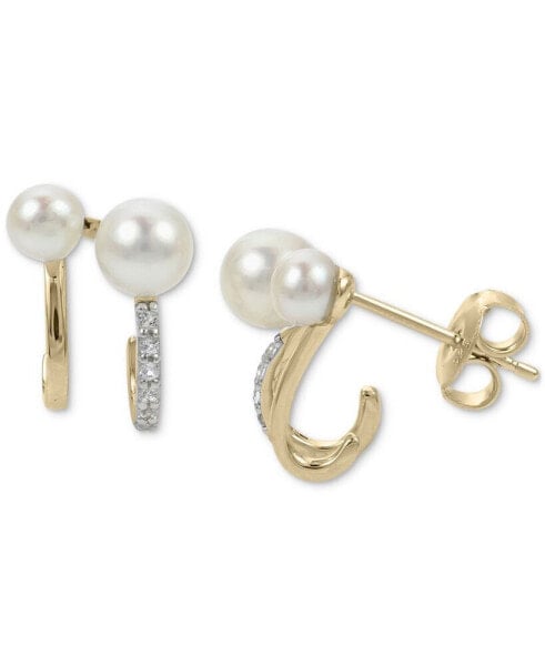 Cultured Freshwater Pearl (3-1/2 5mm) & Lab-Created White Sapphire (1/10 ct. t.w.) Curved Stud Earrings in 14k Gold-Plated Sterling Silver