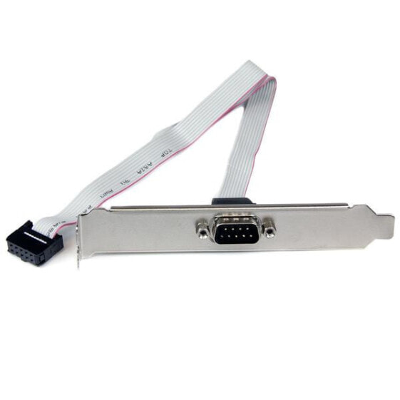 StarTech.com 16in (40cm) 9 Pin Serial Male to 10 Pin Motherboard Header Slot Plate - IDC - Serial - RS-232 - Grey - CE - REACH - 121 mm