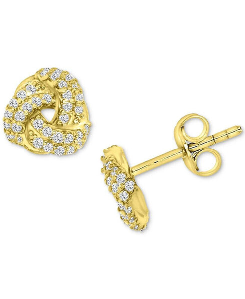 Cubic Zirconia Love Knot Stud Earrings in 14k Gold-Plated Sterling Silver