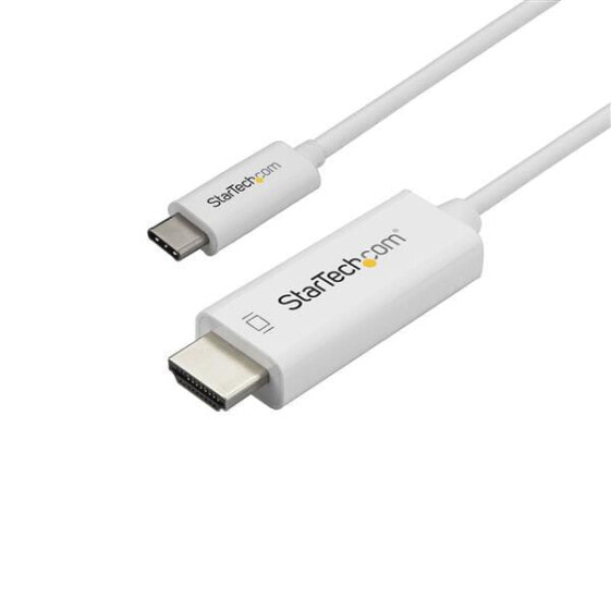 StarTech.com 3ft (1m) USB C to HDMI Cable - 4K 60Hz USB Type C to HDMI 2.0 Video Adapter Cable - Thunderbolt 3 Compatible - Laptop to HDMI Monitor/Display - DP 1.2 Alt Mode HBR2 - White - 1 m - USB Type-C - HDMI Type A (Standard) - Male - Male - Straight