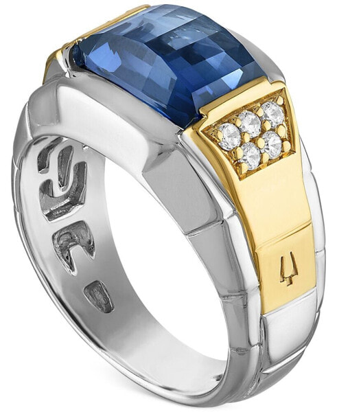 Men's Classic Lab Created Sapphire & Diamond (1/4 ct. t.w.) Ring in 14k Gold-Plated Sterling Silver