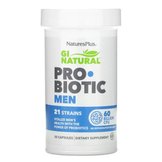 NaturesPlus, GI Natural, пробиотик для мужчин, 60 млрд КОЕ, 30 капсул