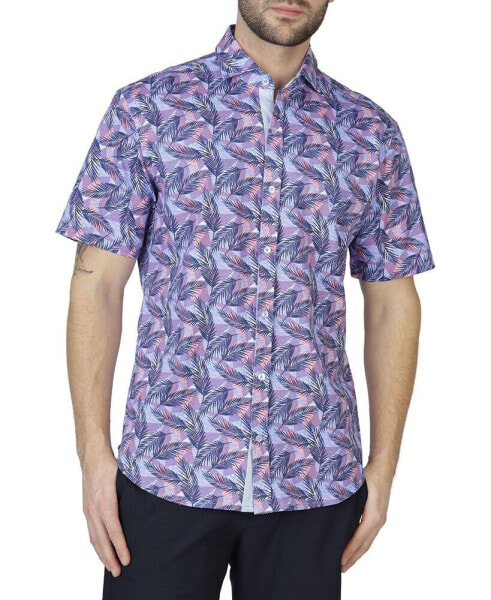 Men's Tropical Leaves Knit Short Sleeve Shirt