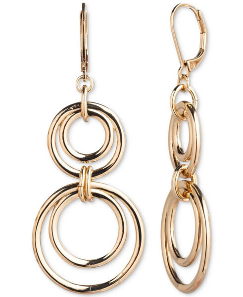 Gold-Tone Orbital Circle Double Drop Earrings