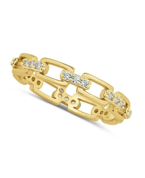 Cubic Zirconia 18K Gold Plated Link Ring
