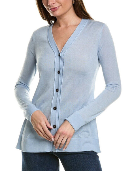 Lafayette 148 New York Button Front Cashmere Cardigan Women's Blue M