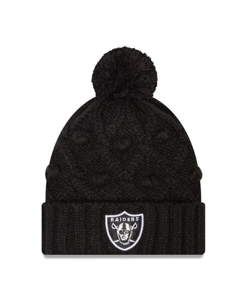 Big Girls Black Las Vegas Raiders Toasty Cuffed Knit Hat with Pom