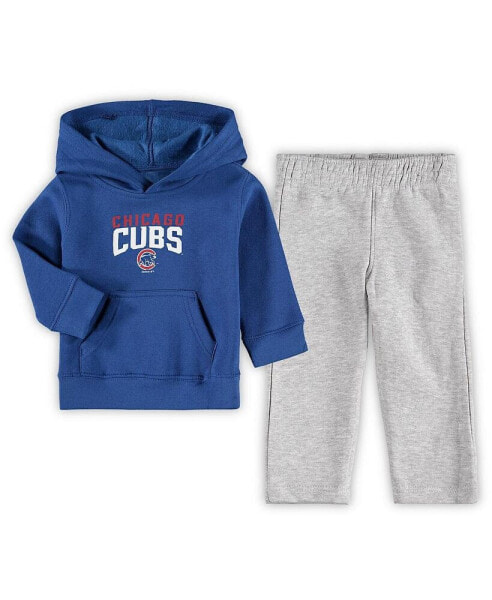 Костюм для малышей OuterStuff Роял, серый Хитер с Клубом Чикаго Cubs Fan Flare Fleece Hoodie и брюки.