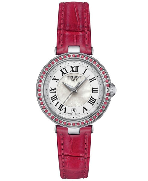 Women's Swiss Bellissima Pink Topaz (1/4 ct. t.w.) Pink Leather Strap Watch 26mm