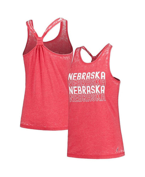 Топ-танк женский League Collegiate Wear Nebraska Huskers красного цвета "Stacked Name Racerback"