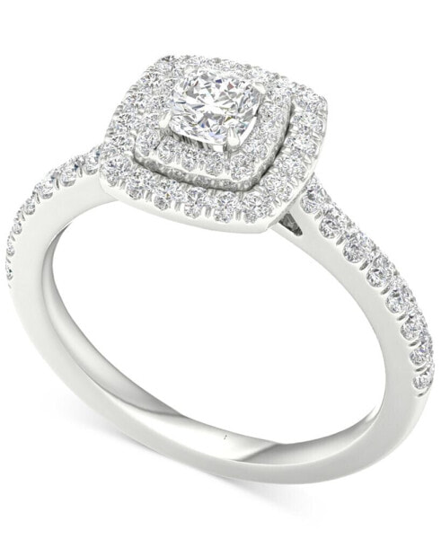 Diamond Cushion Double Halo Engagement Ring (3/4 ct. t.w.) in 14k White Gold